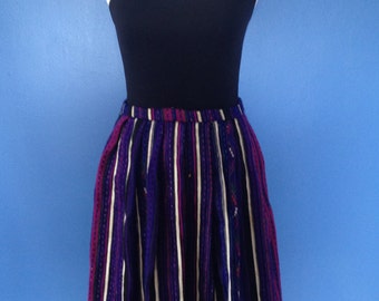 Women's vintage Guatemalan Skirt Purple-Pink-Cream Winter-Fall wool skirt