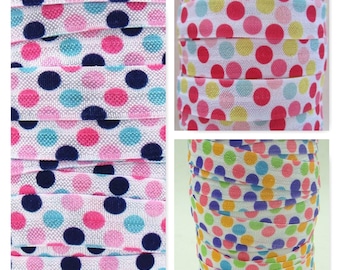 FOE White Chevron Print Fold Over Elastic By The Metre