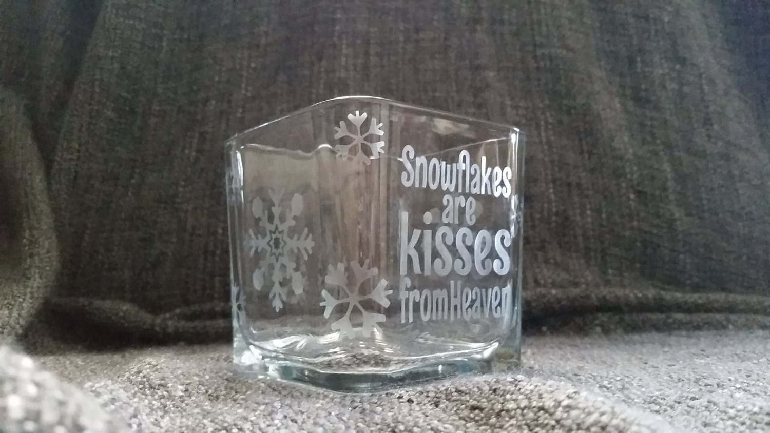 Memorial Candleholder Etched Glass Candleholder Square