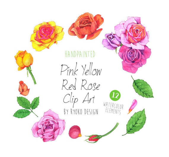 watercolor rose clipart - photo #8