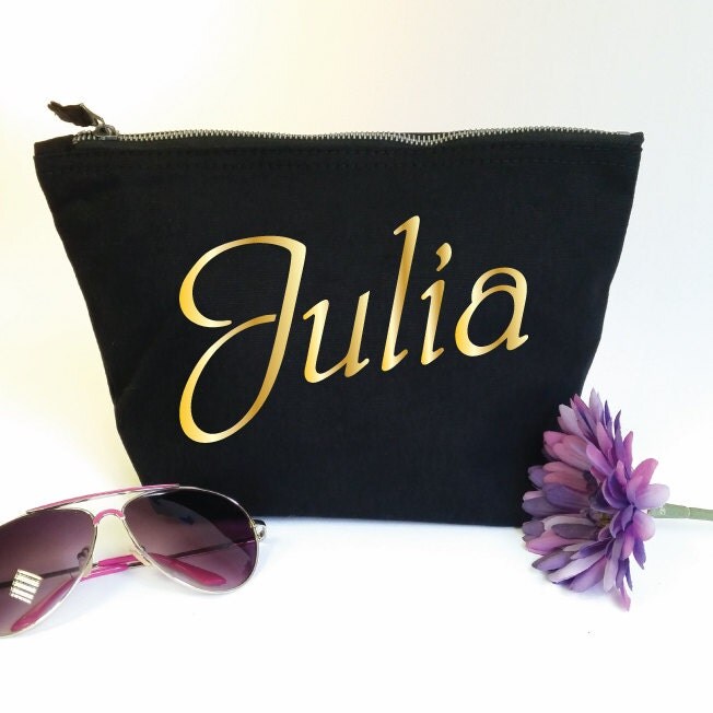Custom Makeup Bag with Name. Cosmetic Bag. Bridesmaid Gift.