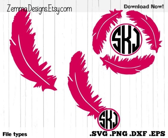 Download Items similar to Digital cut file - Feather monogram File ...