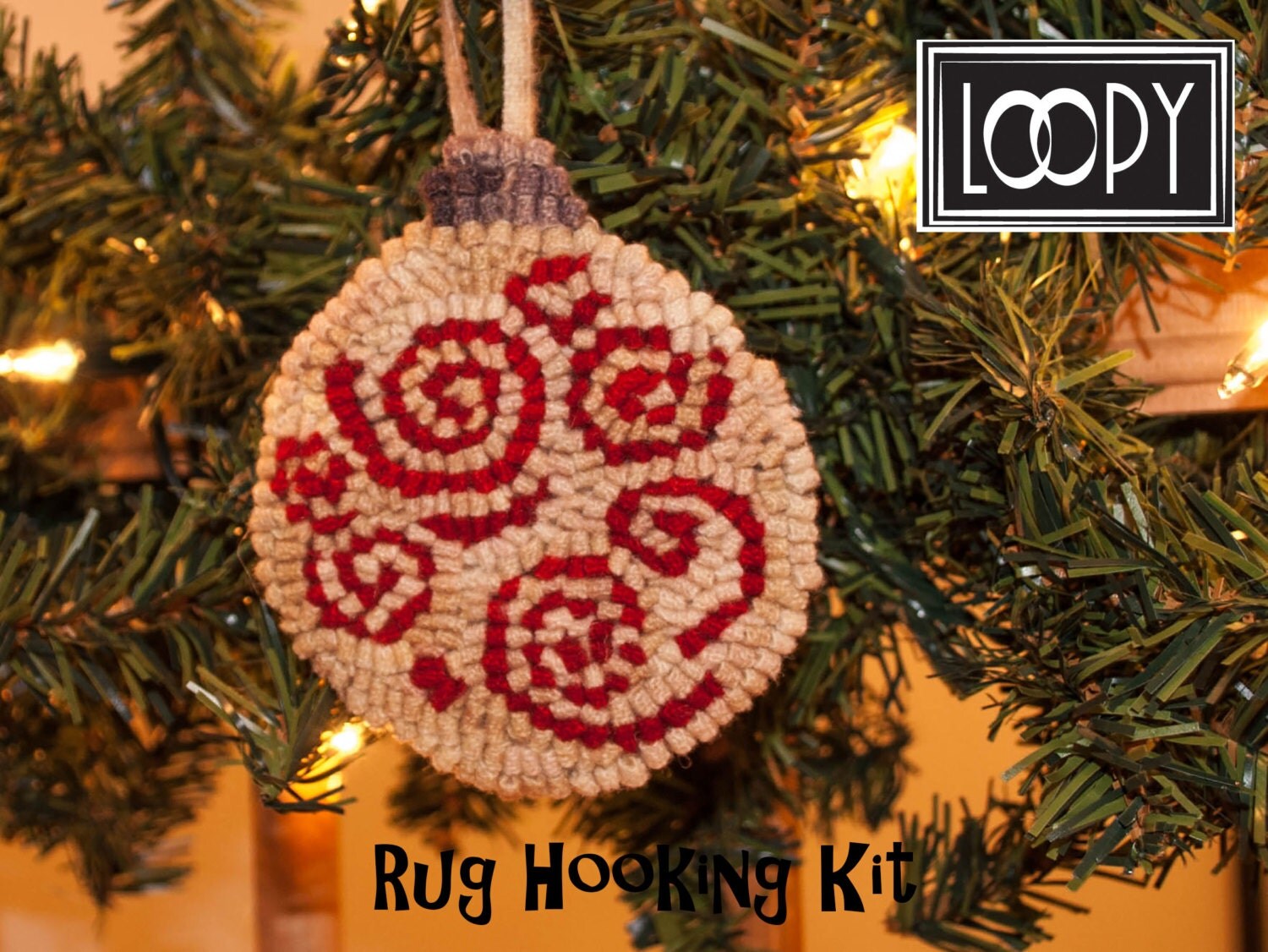 Rug Hooking Kit Christmas Tree Ornament Kit 4 by LoopyWoolSupply