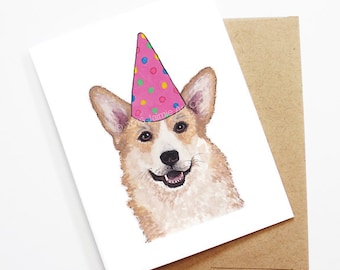 Birthday Card - Corgi, Dog Birthday Card, Cute Birthday Card, Dog Card, Bday Card, Kids Birthday Card, Friend Birthday Card