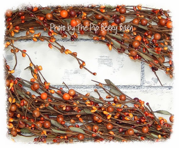 Sunset Orange Mixed Berry Garland Fall Garland By Thepipberrybarn 0277