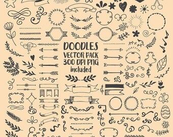 Hand drawn Scribble, Sketch, drawing, Doodle Clipart Clip Art PNG & Vector EPS AI Scrapbook Design Element Digital Instant Download