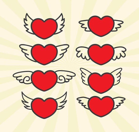 Download Wings Winged Heart SVG Cut Files Vector svg dxf eps png