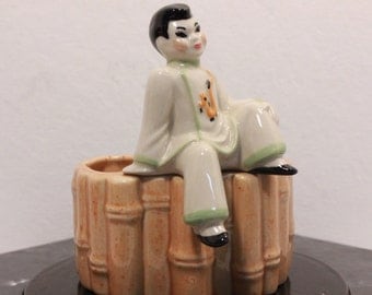 Vintage 1950s Chinese Pen and Pencil Holder by Ceramic Arts Studio in Madison, Wisconsin.