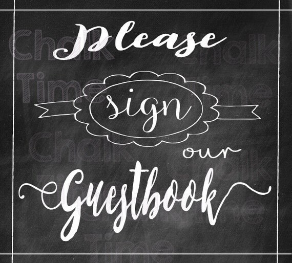 Please Sign Our Guestbook Sign Printable Chalkboard by ChalkTime