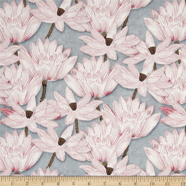 Cotton Japanese Lotus Pattern Fabric