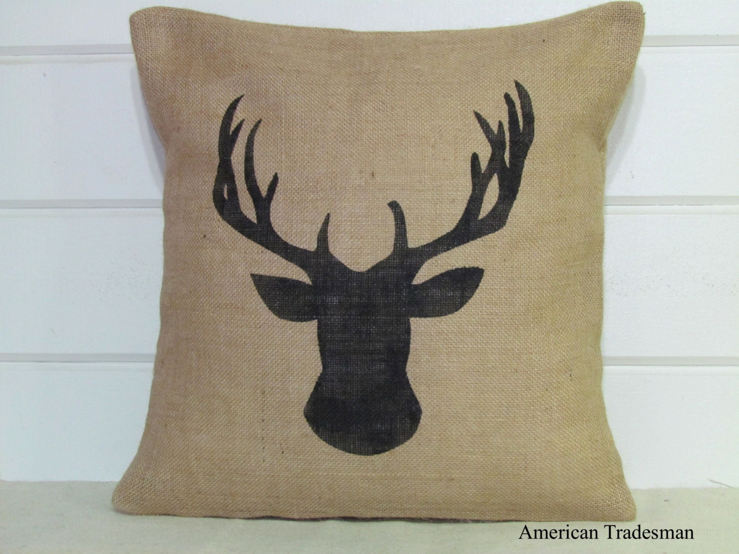 burlap pillow deer bust woodland nursery lodge decor gifts burlap pillow deer bust woodland nursery lodge decor gifts