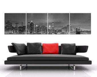 3 Panel Split Black and white New York skyline by SHOPCANVAS