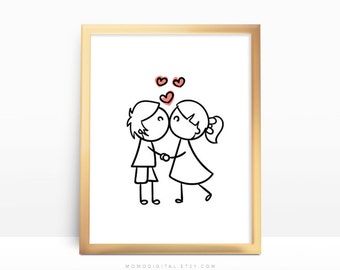 Cartoon couple Etsy