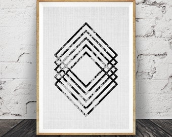 Modern Minimal Wall Art, Black and White Print, Abstract Art, Geometric Decor, Printable Instant Digital Download, Large Poster Art