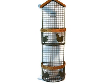Egg Basket, Chicken Decor, Wire and wood, Farmhouse, Kitchen Decor