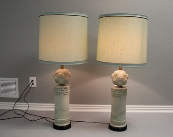 Pair of mid century table lamps w original shades