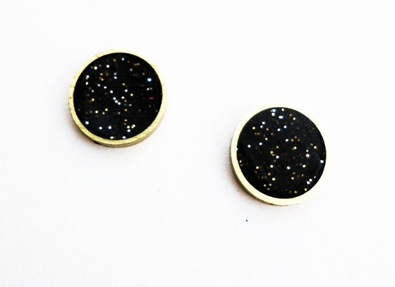 Black Glitter Circles Earrings