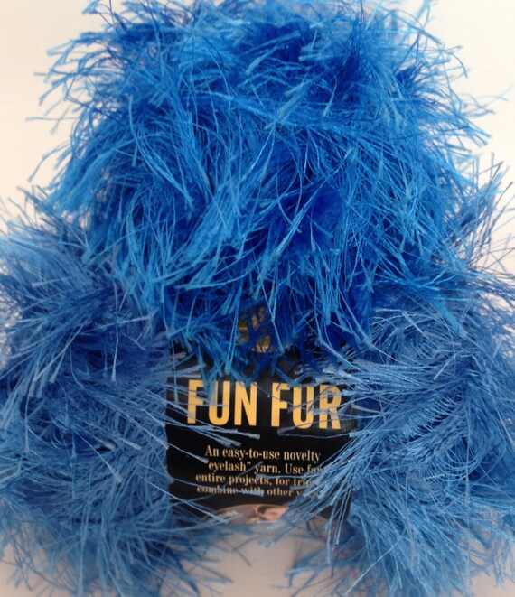 Fun Fur Yarn by Lion Brand Color Bright Blue Fiber