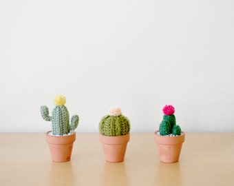 Mini Crocheted Cacti Trio