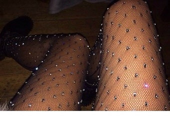tights fishnet crystalized
