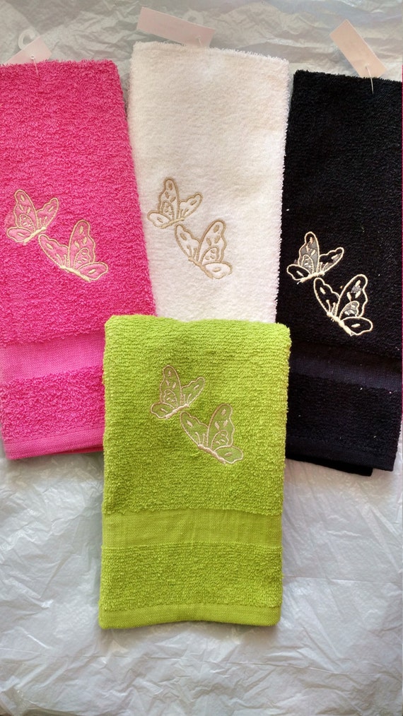 Embroidery Hand Towels Butterflies