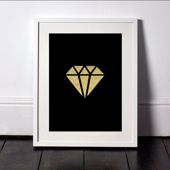 Gold Diamond Print Gold Diamond Wall Art Diamond by SvetaNPrints