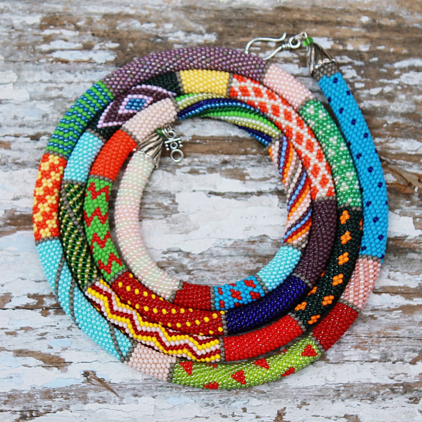 Crochet Bead Handmade Rope Necklaces and Bracelets by Sandrasbeads