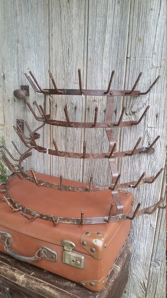 French Vintage Wall Mounted Bottle Drying Rack Vintage