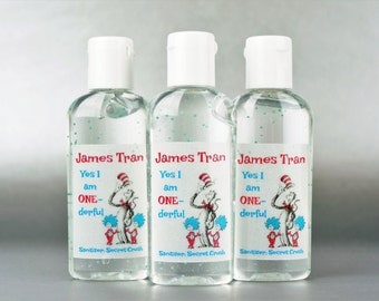 Personalized. Dr Seuss 1st birthday. 1oz hand sanitizer