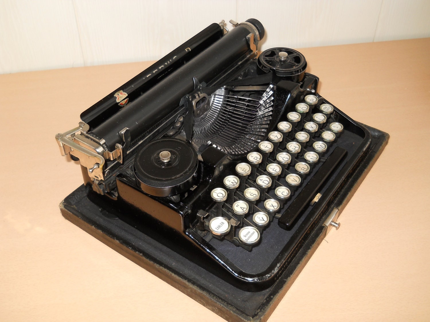 1920's Underwood Standard Portable 3-Bank Typewriter.