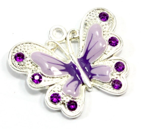 Purple Butterfly Pendant 1 Purple Enamel Butterfly Jewelry.