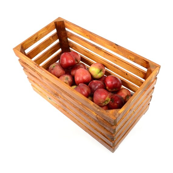 Wooden apple Crate storage box Fruits container shabby chic