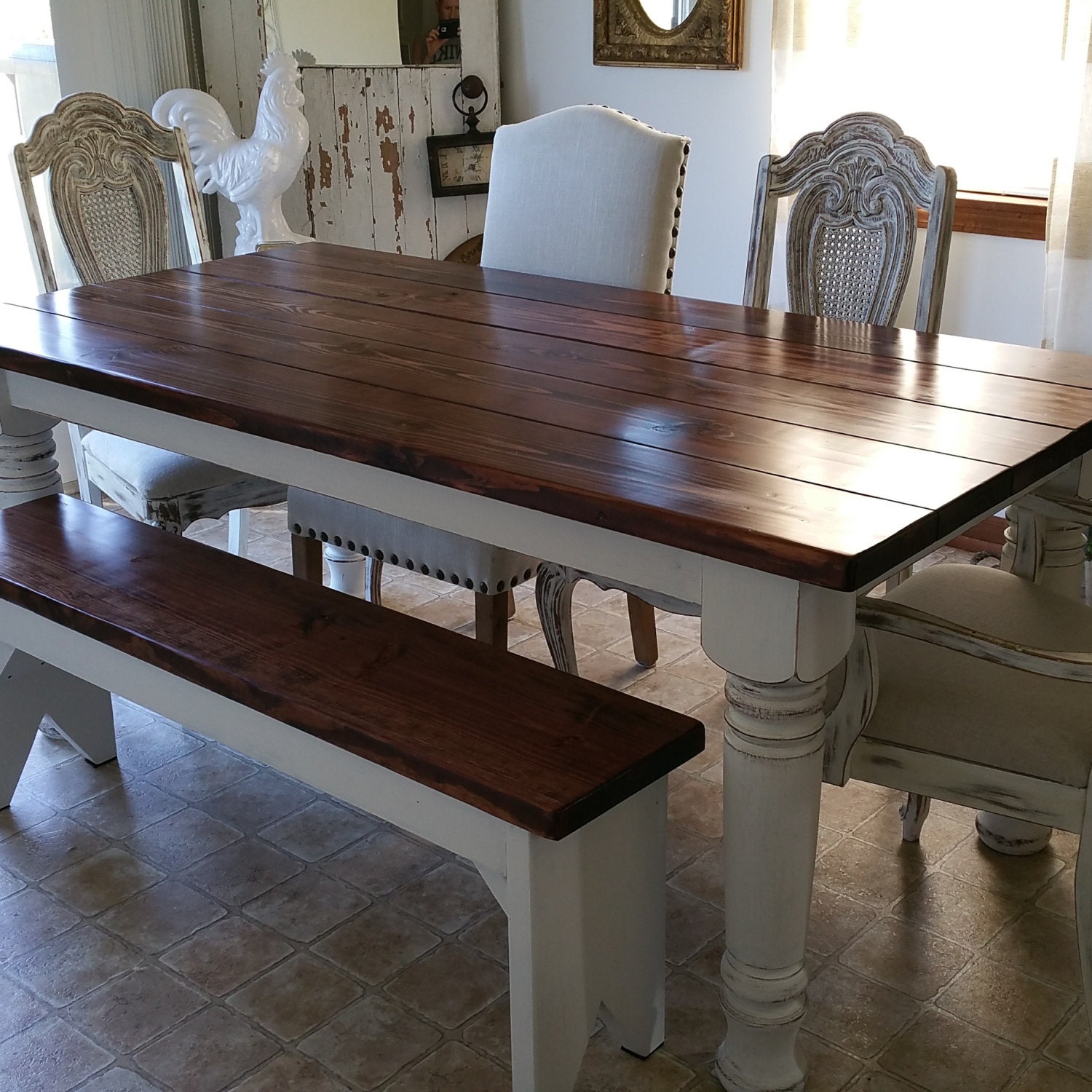 Farmhouse Dining Table with Bench