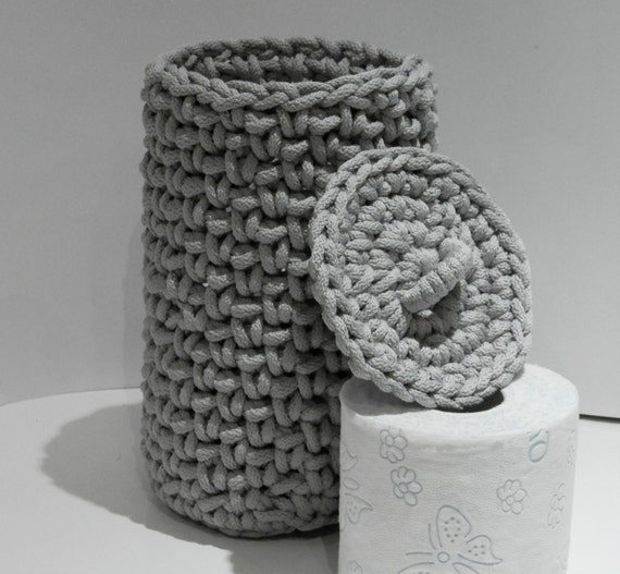 Crochet toilet paper storage basket/crochet toiletries