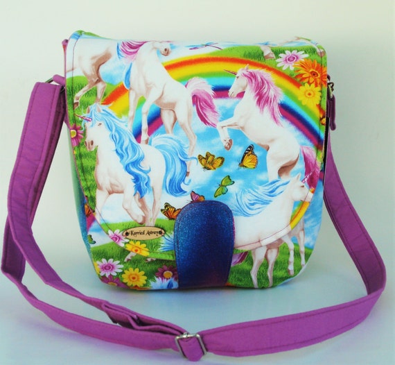 Unicorn Fabric Bag Unicorn Crossbody purse Fabric by KarriedAstray