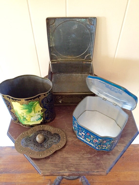 Decorative Metal Tins Vintage Tins Candy Tins Metal by Speckadoos