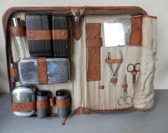 Vintage Traveling Shaving Kit / Men's Toiletry Kit / Men's Shaving Kit / Travel Toiletry / Vintage Retro Men's Traveling Case / Shaving Set