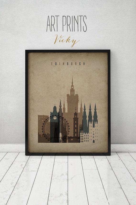  Edinburgh  print Vintage style poster Wall art Scotland