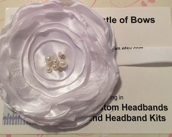 Baptism Headband / Wedding Headband / Flower Girl Headband