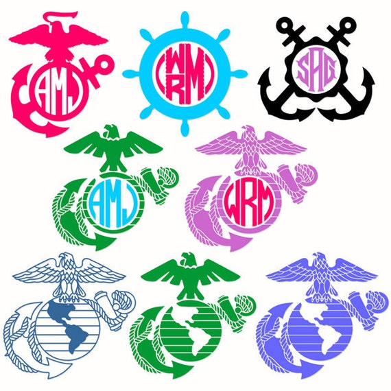 Download Usa Marine Navy Monogram Frames Cuttable Designs SVG DXF EPS