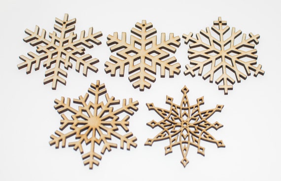 Set of 5 Laser cut Christmas Snowflakes DIY by BPMAInnovations