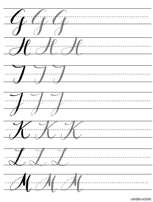 Modern Calligraphy Practice Worksheets Uppercase Letters