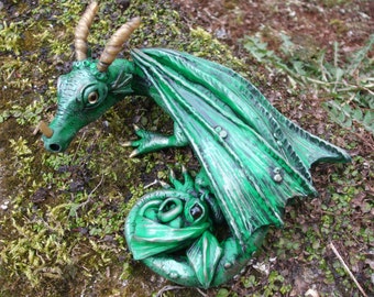 Fantasy Dragon and Baby. OOAK sculpt
