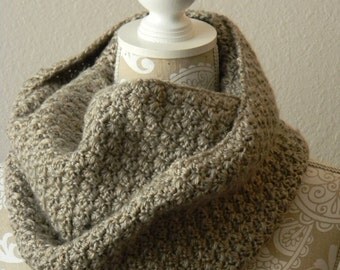 Natural Heather Infinity Scarf Crocheted