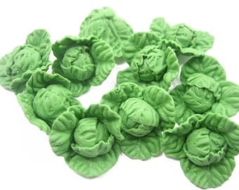 10 Loose Untrimmed Cabbage Vegetables Barbie Dolls House Miniatures Deco Supply Charms -12223