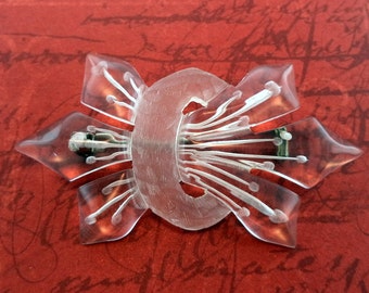 Carved Clear Lucite Brooch Pin
