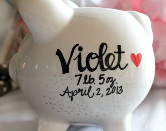 Custom piggy bank- piggy bank for baby- piggy bank for friend- custom painted piggy bank- children's piggy bank- baby shower gift- new baby