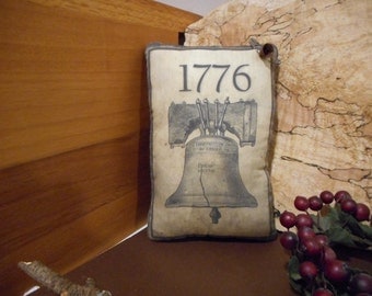 Pillow Tuck: Primitive Rustic Americana Liberty Bell Pillow Tuck.