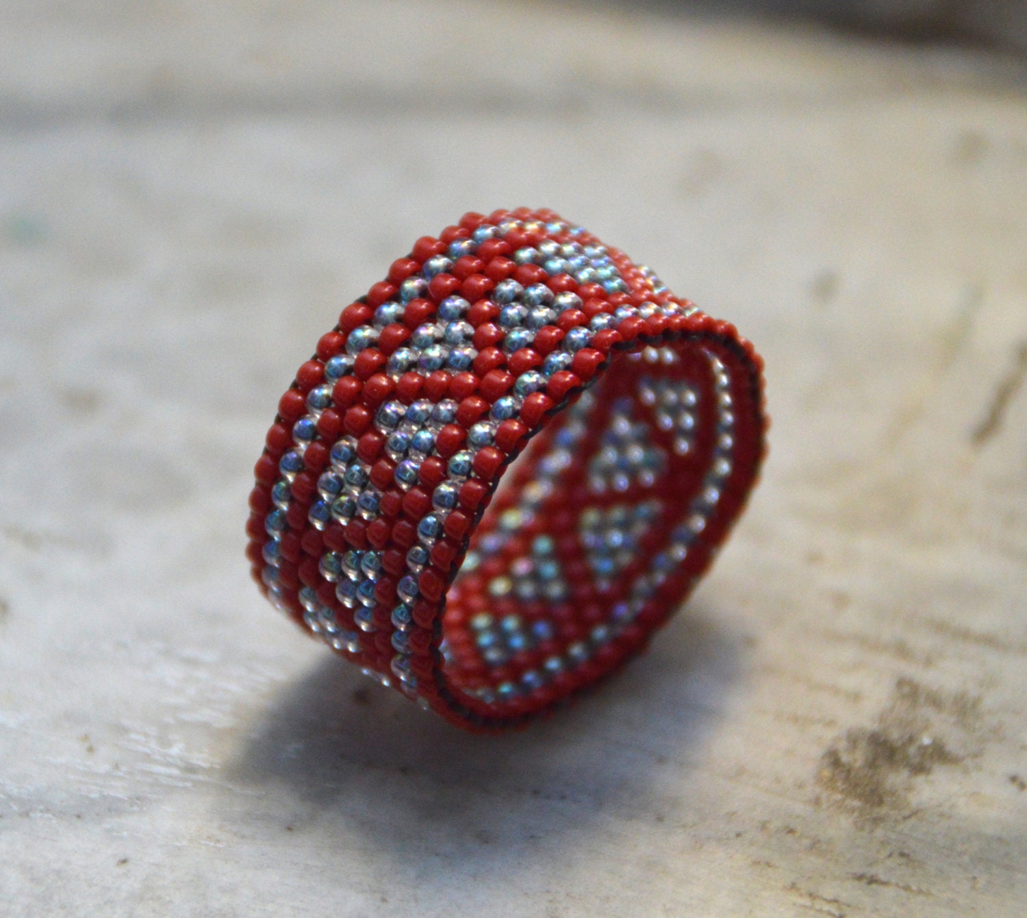 Seed bead ring peyote ring beaded ring band ring middle