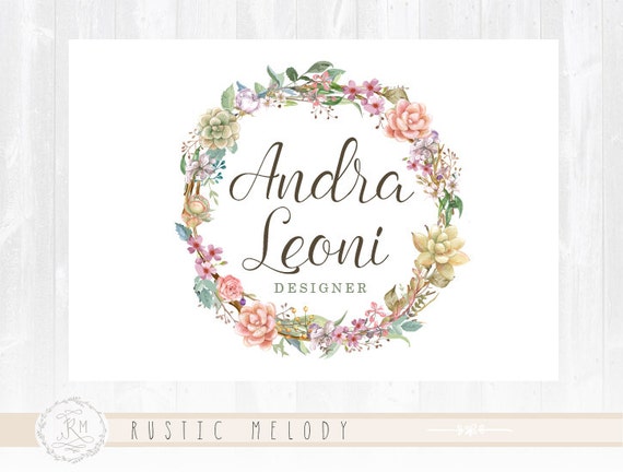 florist logo design succulent logo shabby chic logo watercolor florist logo design succulent logo shabby chic logo watercolor